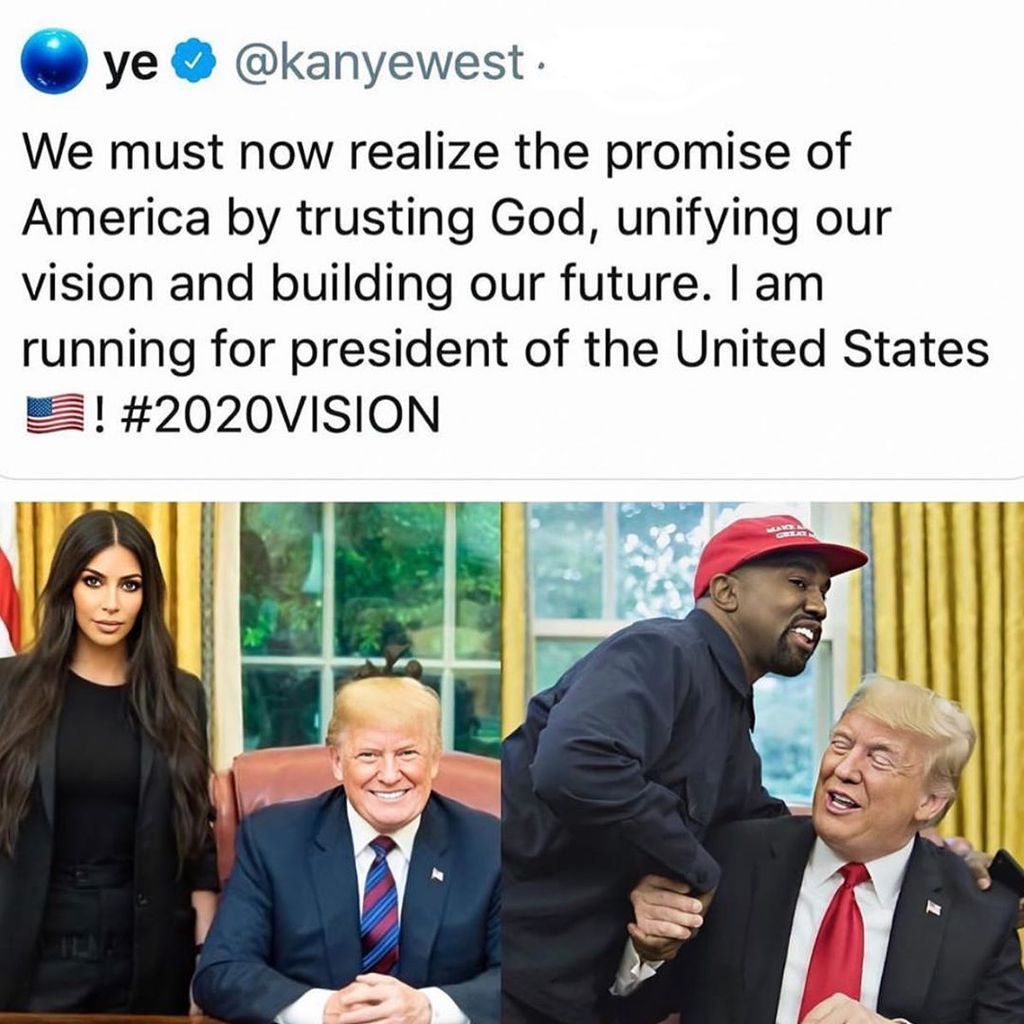 Kanye West anuncia su candidatura a Presidente de los Estados Unidos.
