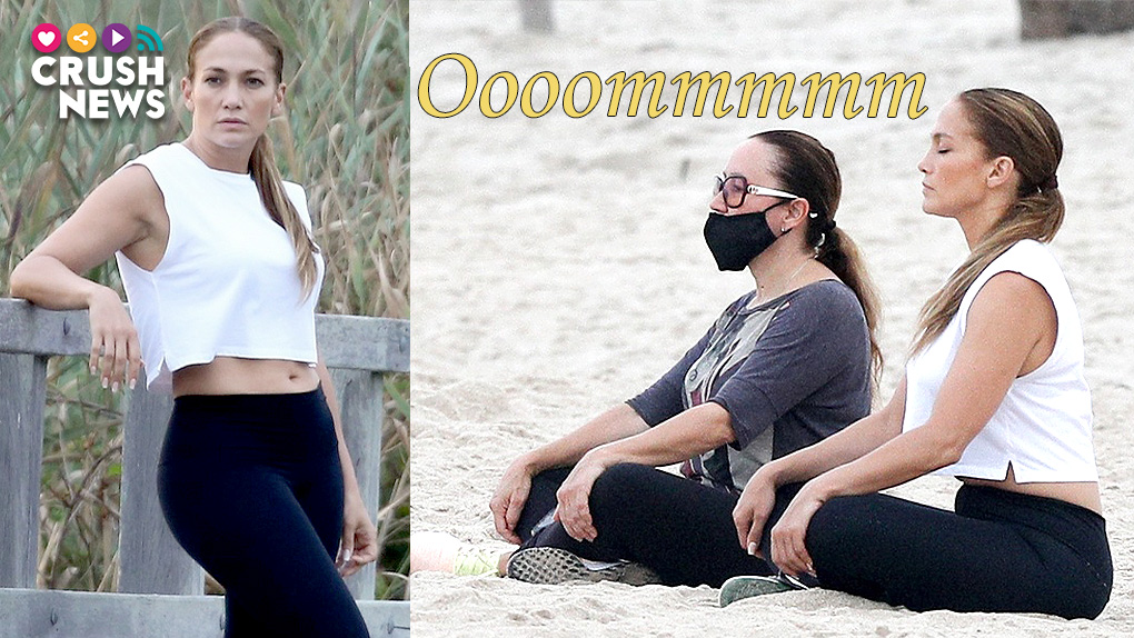 Jennifer lopez haciendo yoga en la playa crush.news