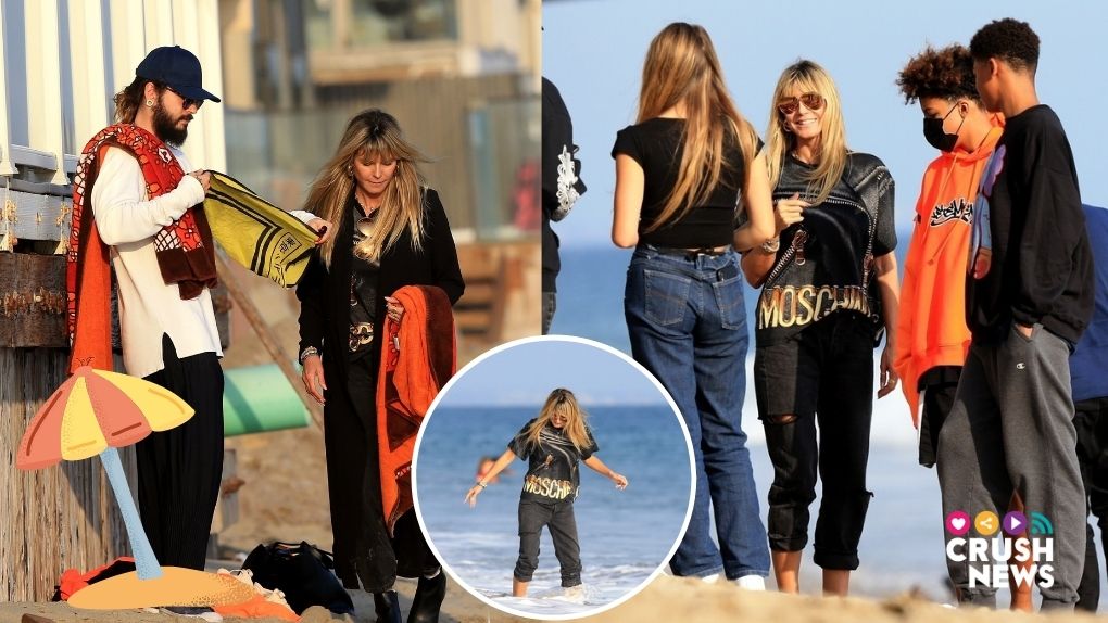 Heidi Klum en familia en la playa son multitud.crush.news.