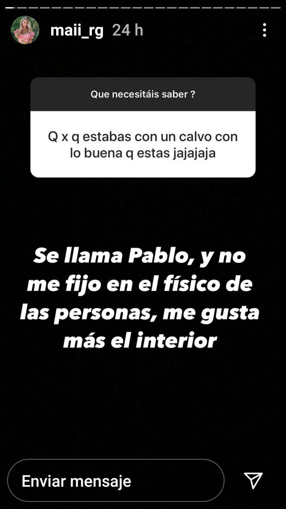 Mayka defiende a Pablo en Instagram.