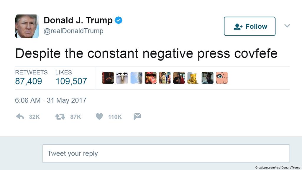 tuit de Trump con la palabra covfefe