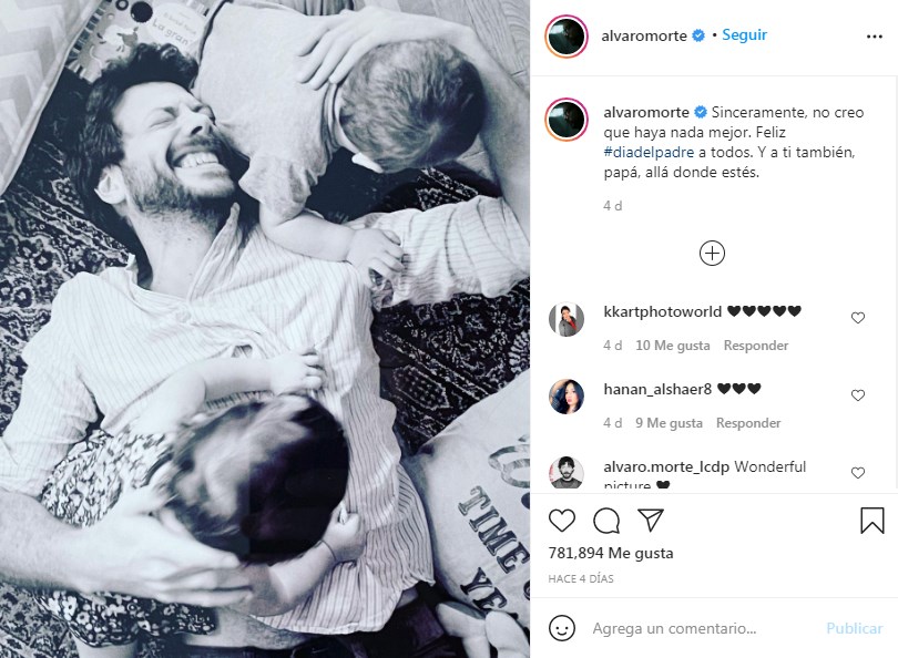 Álvaro Morte comparte fotos del Día del padre junto a sus hijos