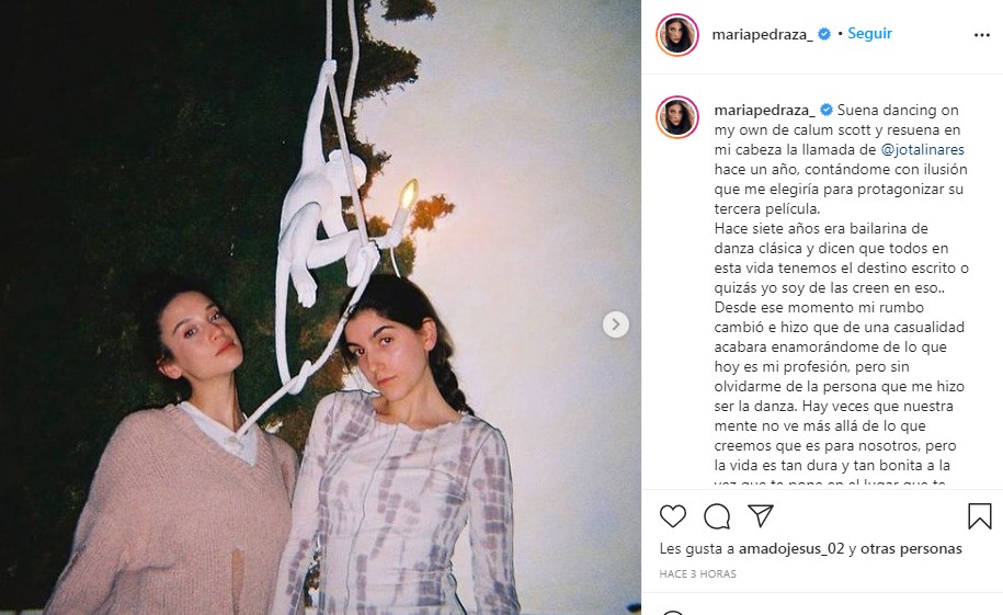 María Pedraza habla en Instagram sobre los cambios en su vida