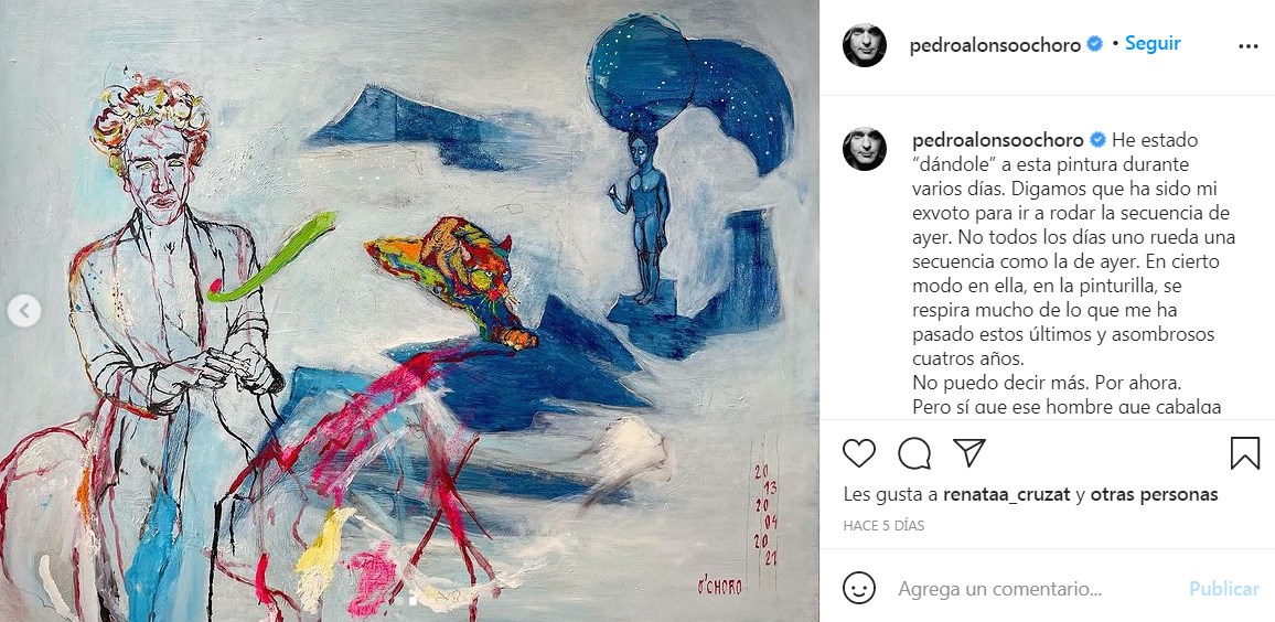 Pedro Alonso pinta a Jaime Lorente a caballo en un cuadro