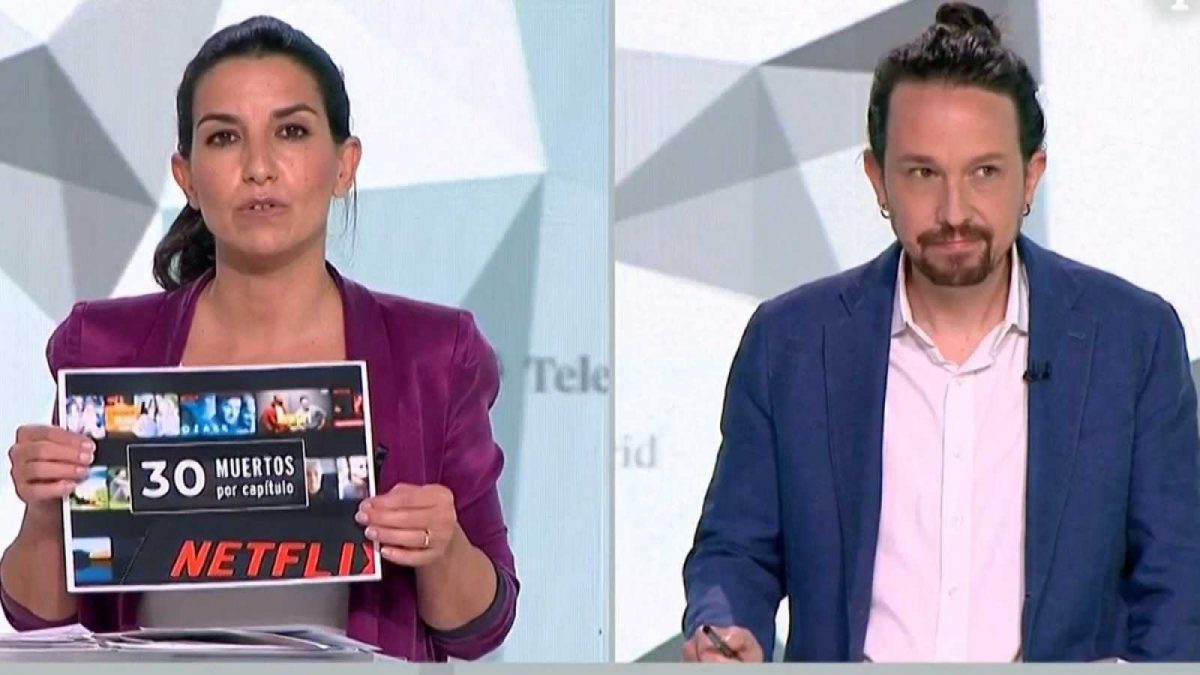 Rocío Monasterio y Pablo Iglesias, en el debate del 4m