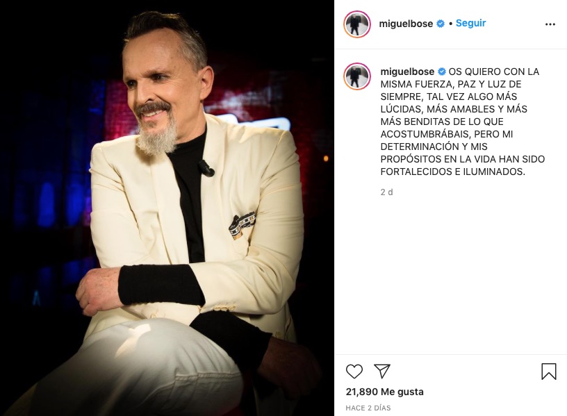 Post de Instagram de Miguel Bosé