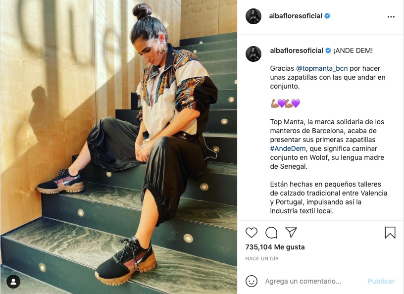 El lado solidario de Alba Flores ha vuelto a emerger con la difusión de esta marca de zapatillas