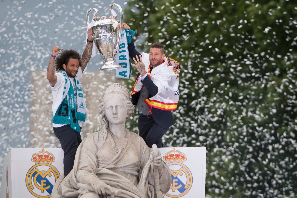 Sergio Ramos celebra con Marcelo la 13ª Champions