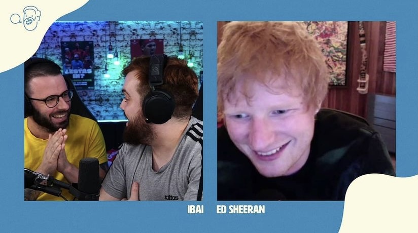 Ibai y Ed Sheeran charlando tranquilamente