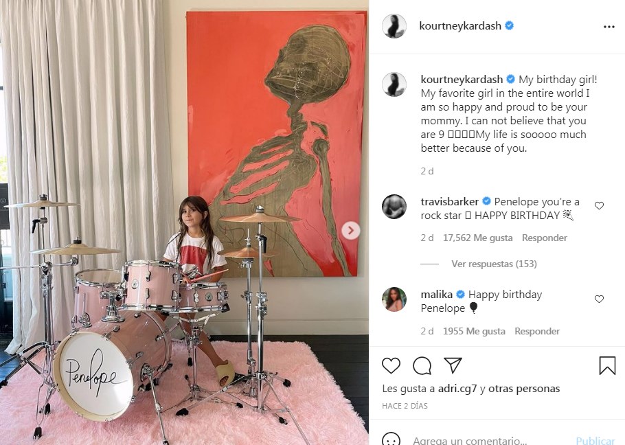 Kourtney Kardashian felicit a su hija de 9 años toda una rock star