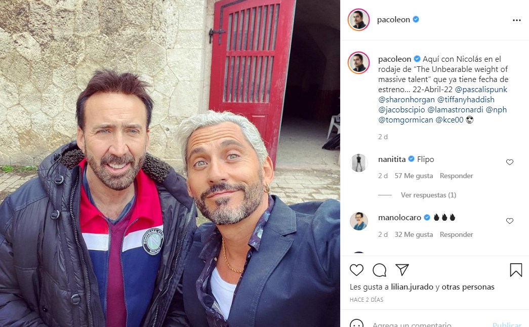 Paco León comparte foto con Nicolas Cage y anuncia fecha de estreno de película juntos