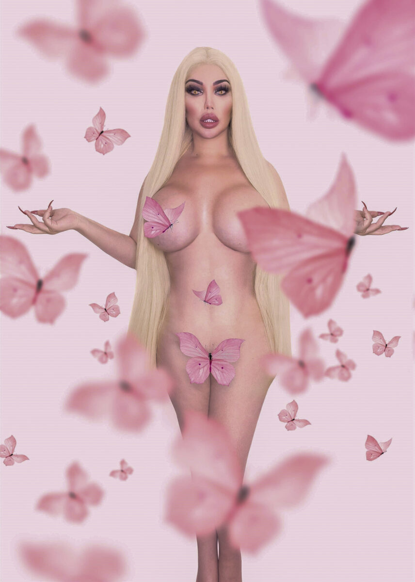 Jessica Alves está irreconocible en esta imagen desnuda y rodeada de mariposas
